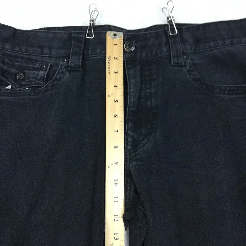 True Religion Mens Jeans Rocco Skinny Relaxed Black Denim Flap Pocket 36